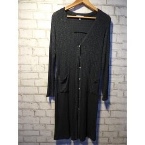 Michael Stars Long Button Down Ella Rib Cardigan in Blue XS NEW